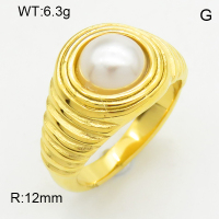 316 Stainless Steel Casting Shell pear Rings,High quality handmade polishing,Stripe,Vacuum plating 18K gold,White,12mm,about 6.3 g/pc,1 pc/package,3R3000394bhia-066