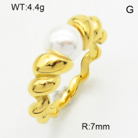 316 Stainless Steel Casting Shell pear Rings,High quality handmade polishing,Twisted,Vacuum plating 18K gold,White,7mm,about 4.4 g/pc,1 pc/package,3R3000395bhia-066