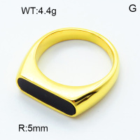 316 Stainless Steel Casting Acrylic Rings,High quality handmade polishing,Rectangle,Vacuum plating 18K gold,Black,5mm,about 4.4 g/pc,1 pc/package,3R4000900vhha-066