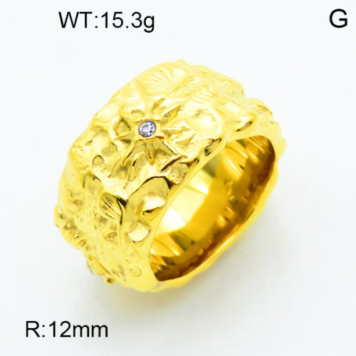 316 Stainless Steel Casting Cubic Zirconia Rings,High quality handmade polishing,Star of David,Circle,Vacuum plating 18K gold,12mm,about 15.3 g/pc,1 pc/package,3R4000901bhia-066