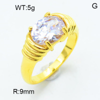 316 Stainless Steel Casting Cubic Zirconia Rings,High quality handmade polishing,Oval,Four Claws,Vacuum plating 18K gold,White,9mm,about 5 g/pc,1 pc/package,3R4000902bhia-066
