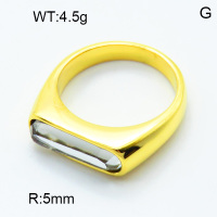 316 Stainless Steel Casting Glass Rings,High quality handmade polishing,Rectangle,Vacuum plating 18K gold,White,5mm,about 4.5 g/pc,1 pc/package,3R4000904vhha-066