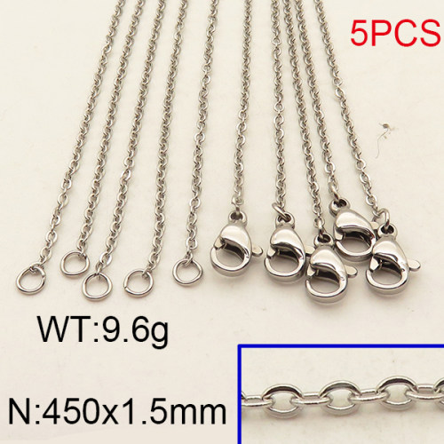 304 Stainless Steel Necklace Making,Cable Chains,True color,450x1.5mm,about 1.92 g/pc,5 pcs/package,6N2001665vaia-900