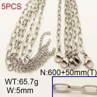 304 Stainless Steel Necklace Making,Cable Paperclip Chains,True color,L:600x5mm,T:50mm,about 13.14 g/pc,5 pcs/package,6N2001669bvpl-900