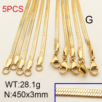304 Stainless Steel Necklace Making,Handmade Soldered Herringbone Chains,Vacuum plating 18K gold,450x3mm,about 5.62 g/pc,5 pcs/package,6N2001674vhmv-900