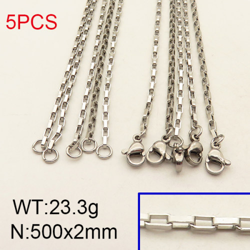 304 Stainless Steel Necklace Making,Venetian Box Chain,True color,500x2mm,about 4.66 g/pc,5 pcs/package,6N2001676baka-900