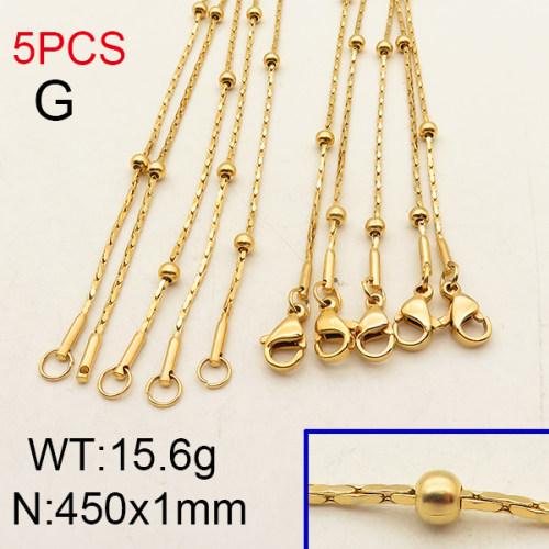 304 Stainless Steel Necklace Making,Coreana Chain,Vacuum plating 18K gold,450x1mm,about 3.12 g/pc,5 pcs/package,6N2001678vhov-900