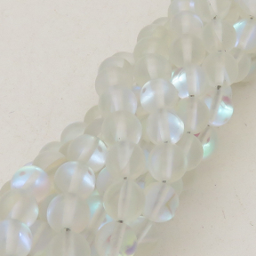 Painted Glass Beads,Round,Frosted,White,6mm,Hole:0.8mm,about 63pcs/strand,about 22g/strand,5 strands/package,15"(38cm),XBG00010vbpb-L001