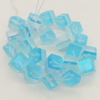 Painted Glass Beads,Cube,Frosted,Sky Blue,6mm,Hole:0.8mm,about 37pcs/strand,about 40g/strand,5 strands/package,15"(38cm),XBG00016bhva-L001
