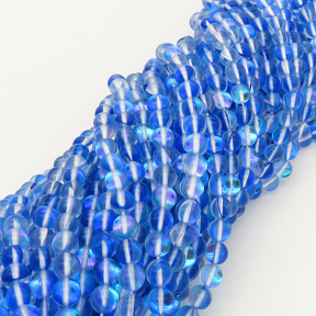Painted Glass Beads,Round,Blue,6mm,Hole:0.8mm,about 63pcs/strand,about 22g/strand,5 strands/package,15"(38cm),XBG00025vbpb-L001