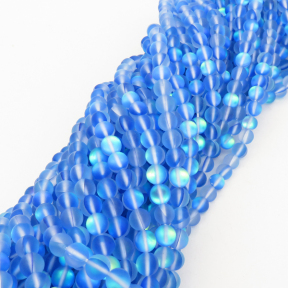 Painted Glass Beads,Round,Frosted,Blue,6mm,Hole:0.8mm,about 63pcs/strand,about 22g/strand,5 strands/package,15"(38cm),XBG00028vbpb-L001