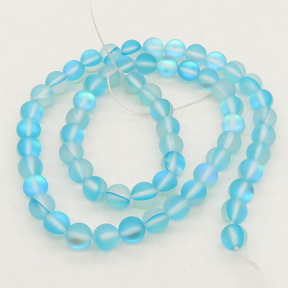Painted Glass Beads,Round,Frosted,Sky Blue,6mm,Hole:0.8mm,about 63pcs/strand,about 22g/strand,5 strands/package,15"(38cm),XBG00049vbpb-L001