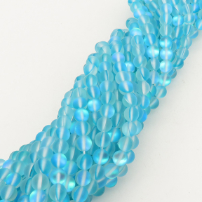 Painted Glass Beads,Round,Frosted,Sky Blue,6mm,Hole:0.8mm,about 63pcs/strand,about 22g/strand,5 strands/package,15"(38cm),XBG00049vbpb-L001