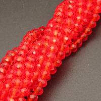 Transparent Glass Beads,Round,Faceted,Dyed,Red,6mm,Hole:0.8mm,about 100pcs/strand,about 22g/strand,10 strands/package,XBG00347vaia-L004 