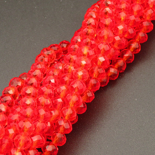 Transparent Glass Beads,Round,Faceted,Dyed,Red,6mm,Hole:0.8mm,about 100pcs/strand,about 22g/strand,10 strands/package,XBG00347vaia-L004 