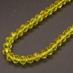 Transparent Glass Beads,Round,Faceted,Dyed,Yellow,6mm,Hole:0.8mm,about 100pcs/strand,about 22g/strand,10 strands/package,XBG00350vaia-L004 