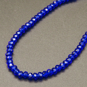 Transparent Glass Beads,Round,Faceted,Dyed,Royal blue,2mm,Hole:0.5mm,about 200pcs/strand,about 5g/strand,10 strands/package,XBG00383vaia-L004 