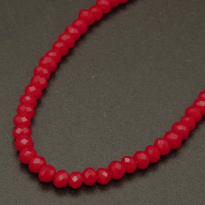 Imitation Jade Glass Beads,Round,Faceted,Dyed,Red,2mm,Hole:0.5mm,about 200pcs/strand,about 5g/strand,10 strands/package,XBG00401vaia-L004 