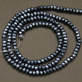Glass Beads,Round,Faceted,Dyed,Black,2mm,Hole:0.5mm,about 200pcs/strand,about 5g/strand,10 strands/package,XBG00446vaia-L004 