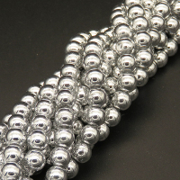 Glass Beads,Round,Electroplate,silver color,4mm,Hole:0.5mm,about 100pcs/strand,about 10g/strand,10 strands/package,XBG00476avja-L004 