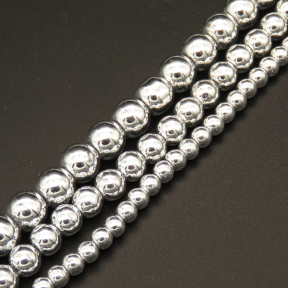 Glass Beads,Round,Electroplate,silver color,4mm,Hole:0.5mm,about 100pcs/strand,about 10g/strand,10 strands/package,XBG00476avja-L004 