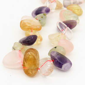 Natural Mixed Crystal,Irregular Shape,Mixed Color,8x12~11x18mm,Hole:1mm,about 54pcs/strand,about 90g/strand,1 strand/package,17"(42cm),XBGB01182lbbb-L001