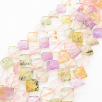 Natural Mixed Crystal,Twisted Rhombus,Mixed Color,17x17x6mm,Hole:1mm,about 23pcs/strand,about 50g/strand,1 strand/package,15"(39cm),XBGB01197lbbb-L001
