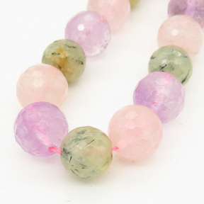 Natural Mixed Crystal,Round,Faceted,Mixed Color,12mm,Hole:1mm,about 31pcs/strand,about 80g/strand,1 strand/package,15"(38cm),XBGB01200lbbb-L001
