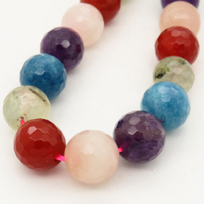 Natural Colorful Crystal,Round,Faceted,Mixed Color,12mm,Hole:1mm,about 31pcs/strand,about 80g/strand,1 strand/package,15"(38cm),XBGB01218lbbb-L001