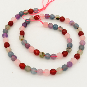 Natural Colorful Crystal,Round,Faceted,Mixed Color,6mm,Hole:0.8mm,about 63pcs/strand,about 22g/strand,1 strand/package,15"(38cm),XBGB01224lbbb-L001