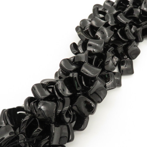 Natural Black Tourmaline,Twisted Rhombus,Black,19x19x4mm,Hole:1mm,about 22pcs/strand,about 70g/strand,1 strand/package,16"(40cm),XBGB01230mbbb-L001