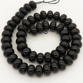 Natural Black Tourmaline,Abacus Beads,Black,8x12mm,Hole:1mm,about 52pcs/strand,about 110g/strand,1 strand/package,16"(40cm),XBGB01245mbbb-L001
