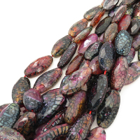 Natural Dragon Veins Agate,Oval,Faceted,Dyed,Mixed Color,20x39x10mm,Hole:2mm,about 10pcs/strand,about 105g/strand,3 strands/package,15"(38cm),XBGB01266aiov-L001