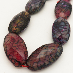 Natural Dragon Veins Agate,Oval,Faceted,Dyed,Mixed Color,20x39x10mm,Hole:2mm,about 10pcs/strand,about 105g/strand,3 strands/package,15"(38cm),XBGB01266aiov-L001
