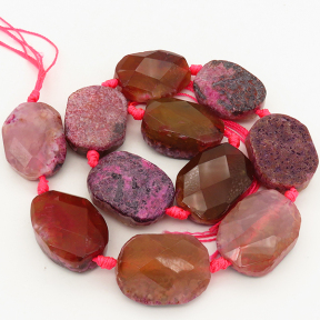 Natural Agate,Oval,Faceted,Dyed,Red,22x30x11mm,Hole:2mm,about 11pcs/strand,about 135g/strand,3 strands/package,15"(39cm),XBGB01269aiov-L001