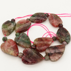 Natural Dragon Veins Agate,Heart & Round,Faceted,Dyed,Flower green,25x34x8mm,Hole:1mm,about 21pcs/strand,about 130g/strand,3 strands/package,17"(42cm),XBGB01272aiov-L001