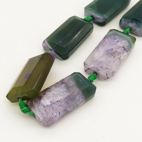 Natural Agate,Cubiod,Faceted,Dyed,Dark green lavender,20x38x9mm,Hole:2mm,about 8pcs/strand,about 120g/strand,3 strands/package,15"(38cm),XBGB01278aiov-L001