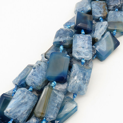 Natural Agate,Cubiod,Faceted,Dyed,Sea Blue,20x30x9mm,Hole:2mm,about 11pcs/strand,about 115g/strand,3 strands/package,15"(39cm),XBGB01284aiov-L001