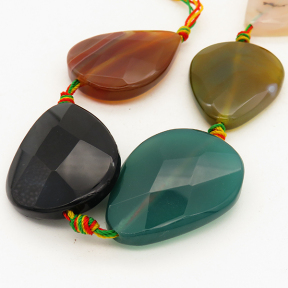 Natural Agate,Drops,Faceted,Dyed,Multi-color,28x39x7mm,Hole:2mm,about 9pcs/strand,about 115g/strand,3 strands/package,17"(43cm),XBGB01287aiov-L001