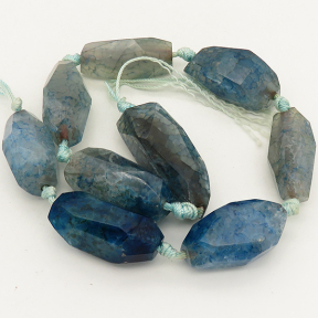 Natural Agate,Irregular Column,Faceted,Dyed,Grey Blue,14x35~27x42mm,Hole:2mm,about 9pcs/strand,about 110g/strand,3 strands/package,15"(38cm),XBGB01290aiov-L001