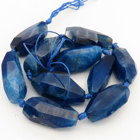 Natural Agate,Irregular Column,Faceted,Dyed,Royal blue,15x30~17x36mm,Hole:2mm,about 10pcs/strand,about 105g/strand,3 strands/package,15"(38cm),XBGB01302aiov-L001