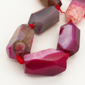 Natural Agate,Irregular Column,Faceted,Dyed,Rose red pink,16x29~17x31mm,Hole:2mm,about 11pcs/strand,about 185g/strand,3 strands/package,17"(42cm),XBGB01305aiov-L001
