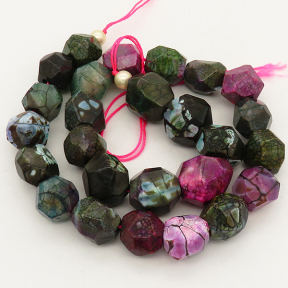 Natural Dragon Veins Agate,Nuggets,Faceted,Dyed,Flower green,14x14~17x19mm,Hole:2mm,about 26pcs/strand,about 120g/strand,3 strands/package,16"(40cm),XBGB01308aiov-L001