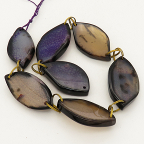 Natural Agate,Horse Eye Shaped,Dyed,Brown purple,22x43x6~23x46x6mm,Hole:2mm,about 7pcs/strand,about 85g/strand,3 strands/package,15"(38cm),XBGB01314aiov-L001