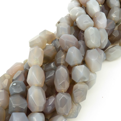 Natural Agate,Nuggets,Faceted,Dyed,Grey,11x21~14x22mm,Hole:2mm,about 20pcs/strand,about 120g/strand,3 strands/package,15"(39cm),XBGB01323aiov-L001