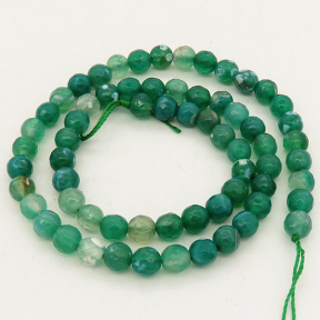 Natural Fire Agate,Round,Faceted,Dyed,Green,6mm,Hole:0.8mm,about 63pcs/strand,about 22g/strand,5 strands/package,15"(38cm),XBGB01338vbnb-L001
