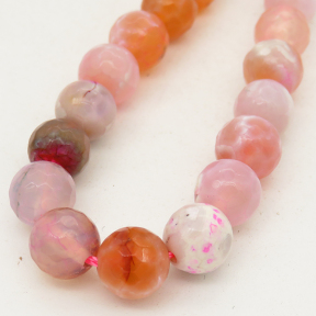 Natural Fire Agate,Round,Faceted,Dyed,Orange,6mm,Hole:0.8mm,about 63pcs/strand,about 22g/strand,5 strands/package,15"(38cm),XBGB01347vbnb-L001