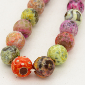 Natural Fire Agate,Round,Faceted,Dyed,Colorful,6mm,Hole:0.8mm,about 63pcs/strand,about 22g/strand,5 strands/package,15"(38cm),XBGB01353vbnb-L001