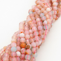 Natural Fire Agate,Round,Faceted,Dyed,Baby Pink,6mm,Hole:0.8mm,about 63pcs/strand,about 22g/strand,5 strands/package,15"(38cm),XBGB01365vbnb-L001