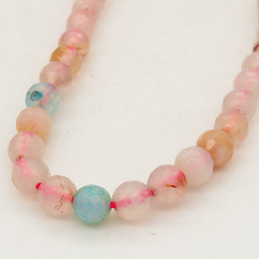 Natural Fire Agate,Round,Faceted,Dyed,Baby Pink,6mm,Hole:0.8mm,about 63pcs/strand,about 22g/strand,5 strands/package,15"(38cm),XBGB01365vbnb-L001
